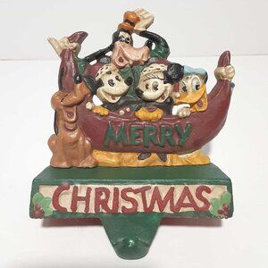 Disney Mickey & Friends Cast Iron Christmas Stocking Holder Holiday Xmas Mantle